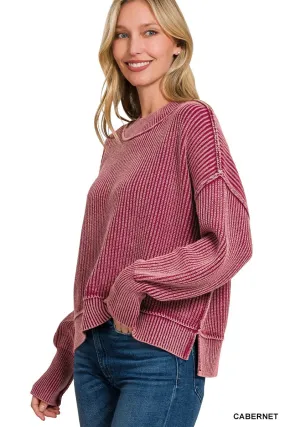 Acid Wash Sweater Cabernet