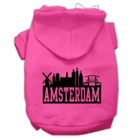 Amsterdam Skyline Screen Print Pet Hoodies Bright Pink Size XL (16)