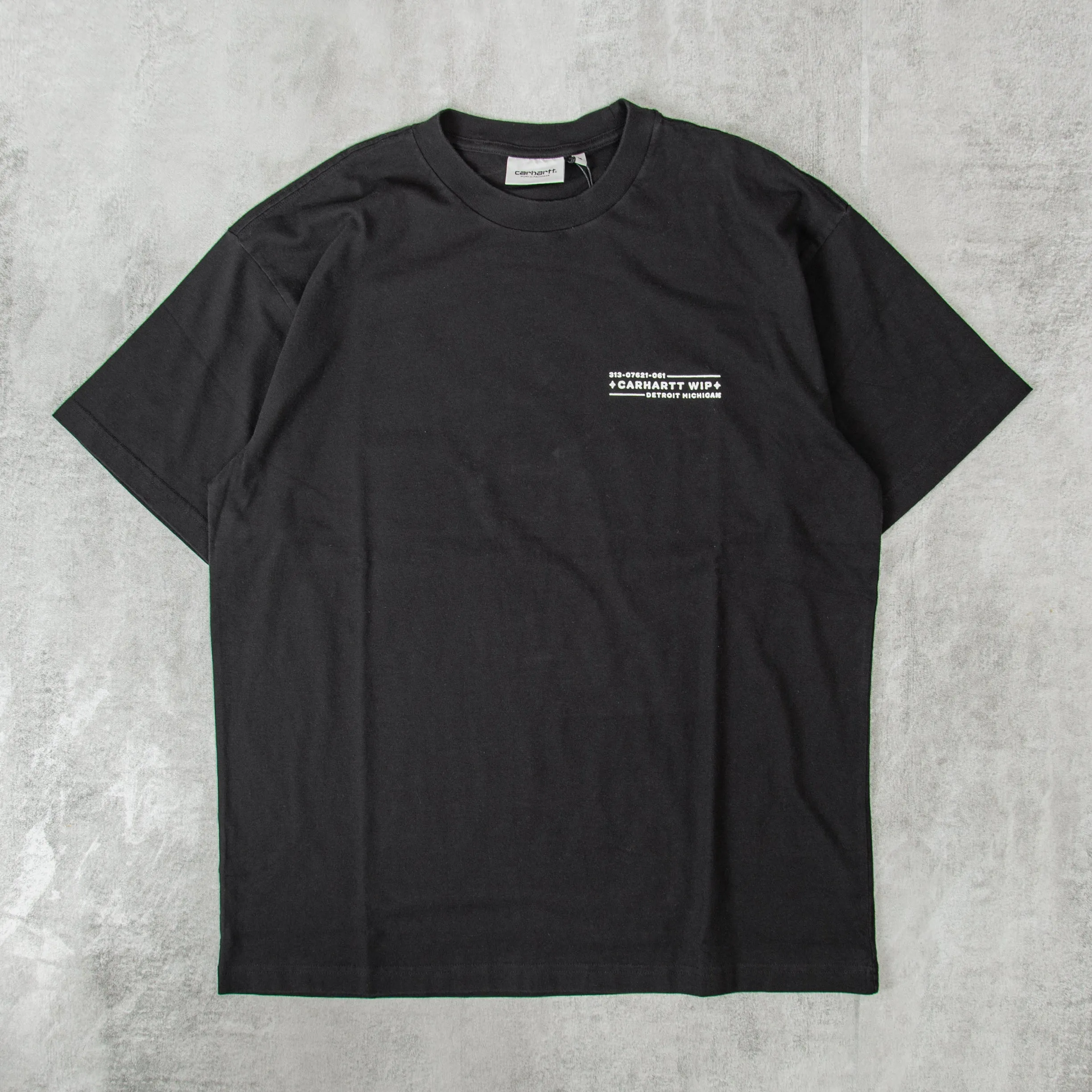 Carhartt WIP Stamp Tee - Black / White Stonewashed