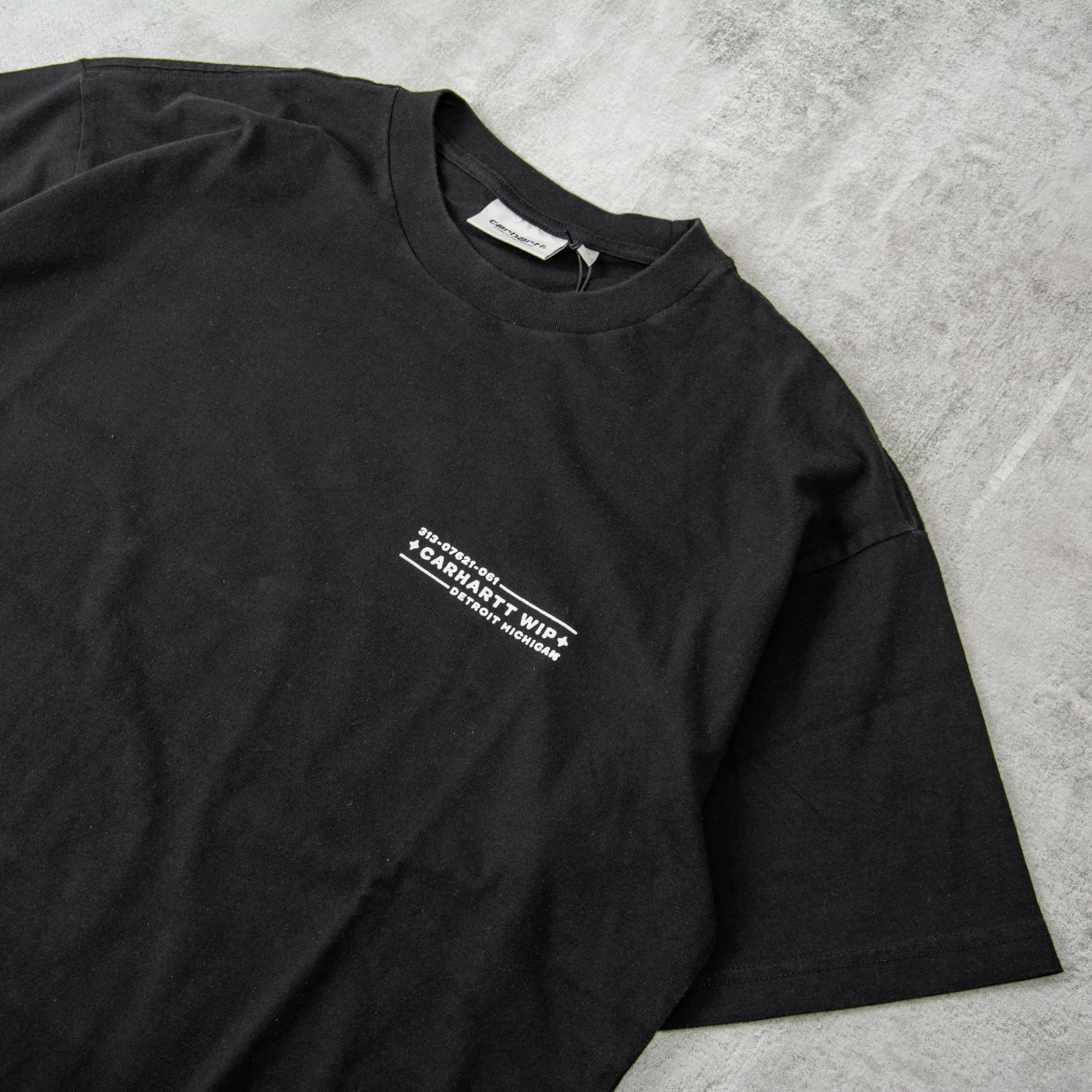 Carhartt WIP Stamp Tee - Black / White Stonewashed