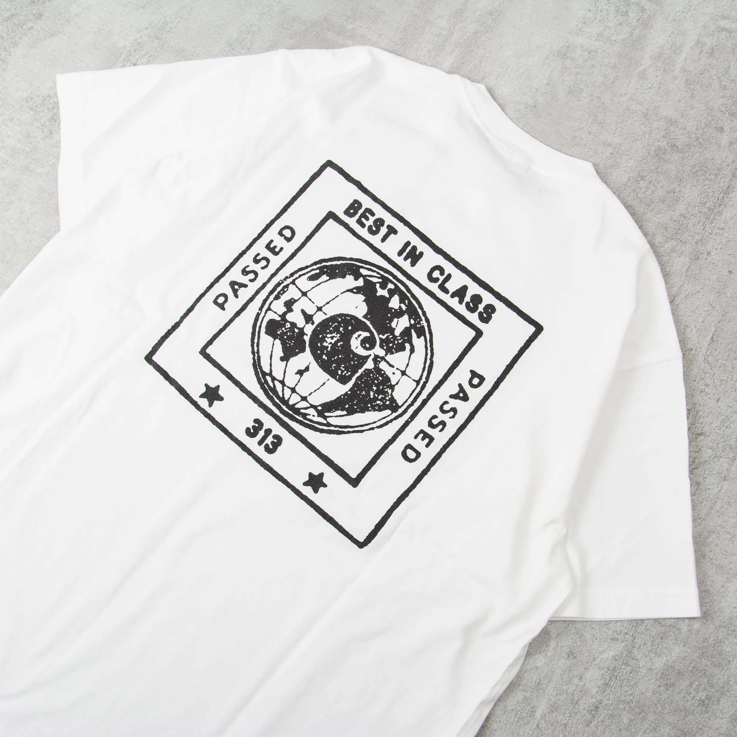 Carhartt WIP Stamp Tee - White / Black Stonewashed