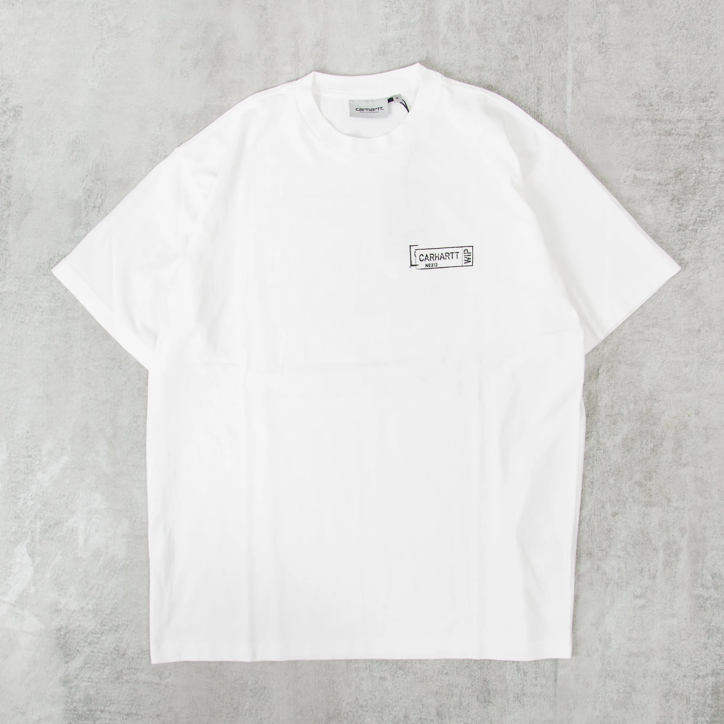 Carhartt WIP Stamp Tee - White / Black Stonewashed