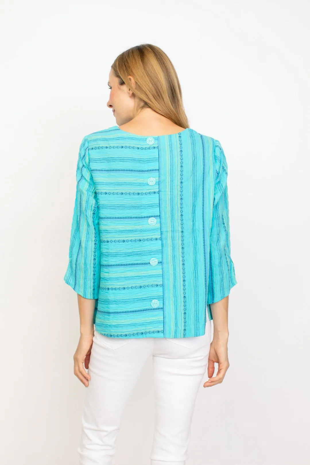 Coastal Boho Button Back Top