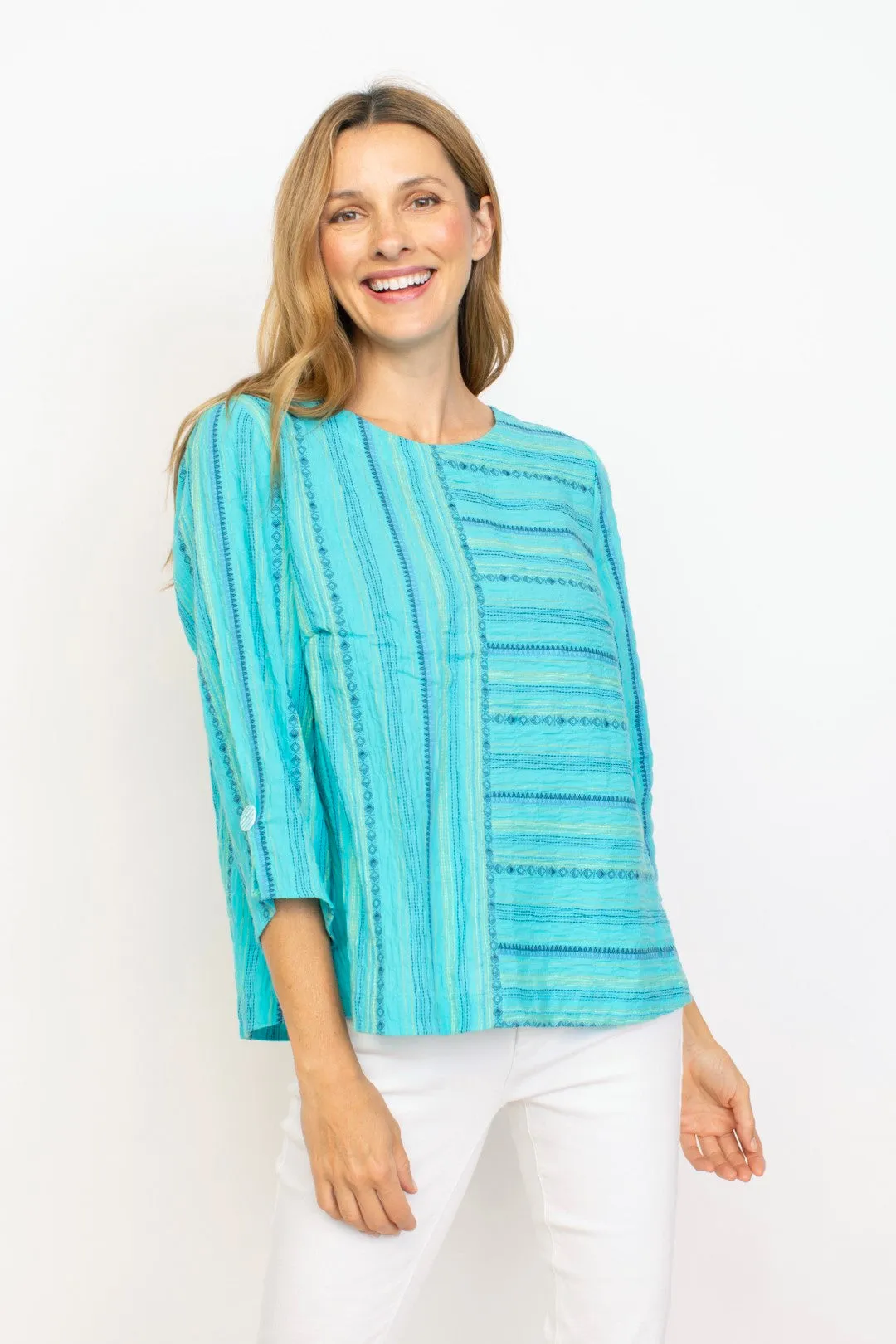 Coastal Boho Button Back Top