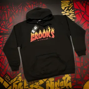 *CROOKS & CASTLES* (BLACK) ~FLAMES~ PULLOVER HOODIES FOR MEN