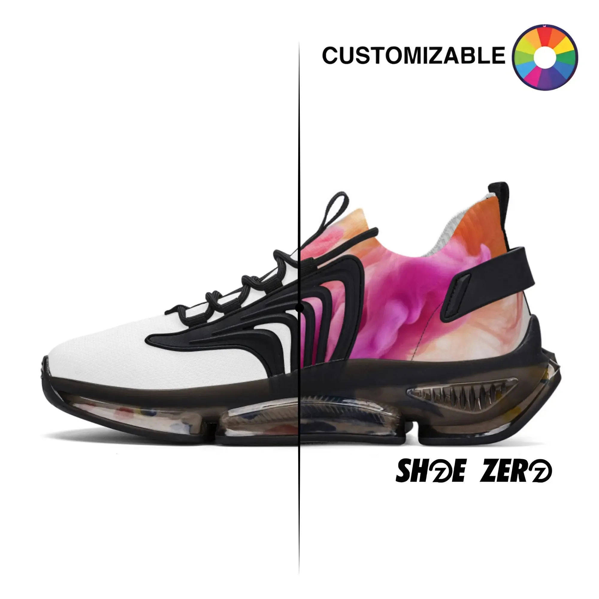 Customizable Air Heel React Sneakers (Black)