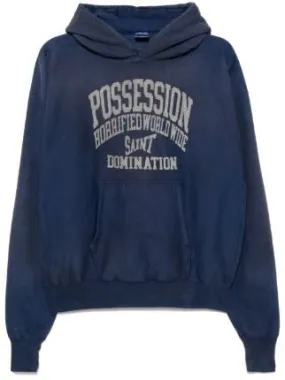 EMBROIDERED GRAPHIC PRINT POSSESSION HOODIE NAV