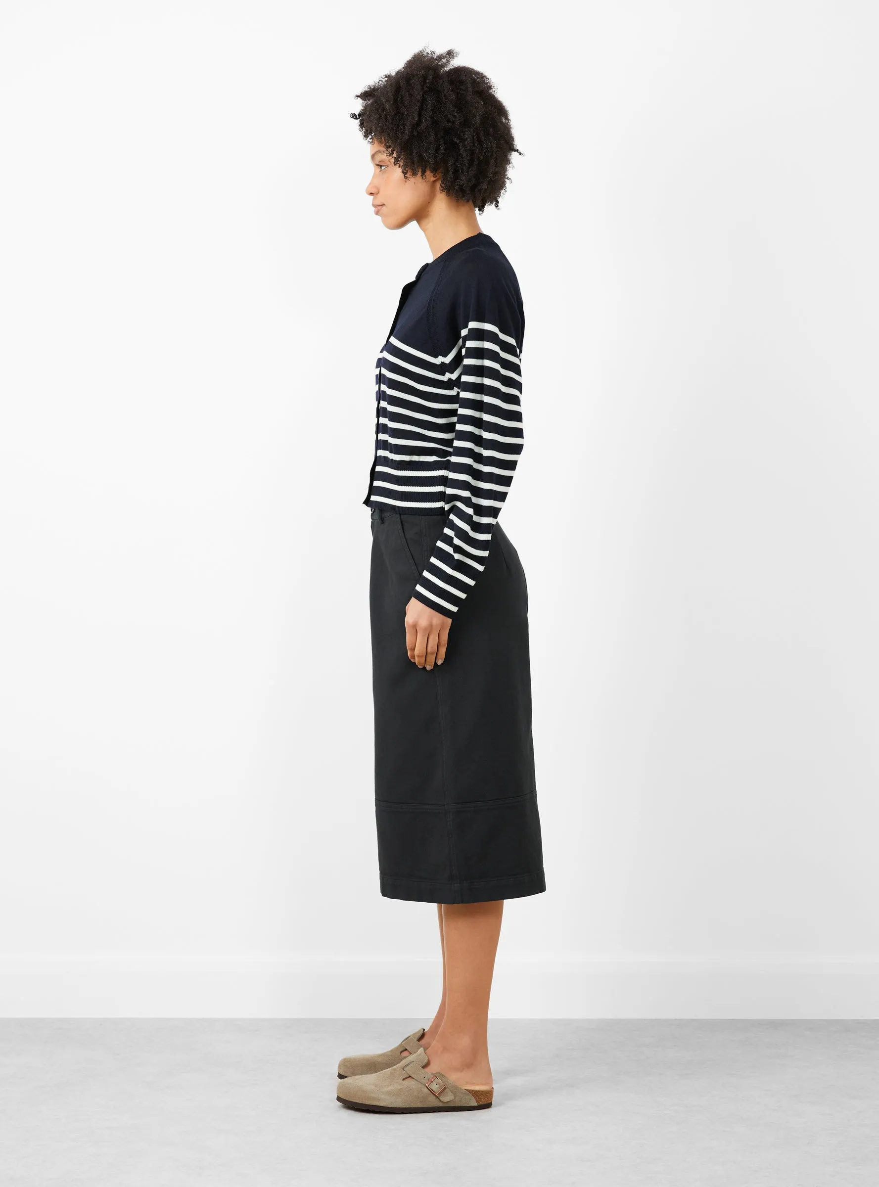 Foxtail Stripe Cardigan Navy/Ecru