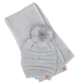 Free Country Scarf Beanie Set for Women (Knit Grey)