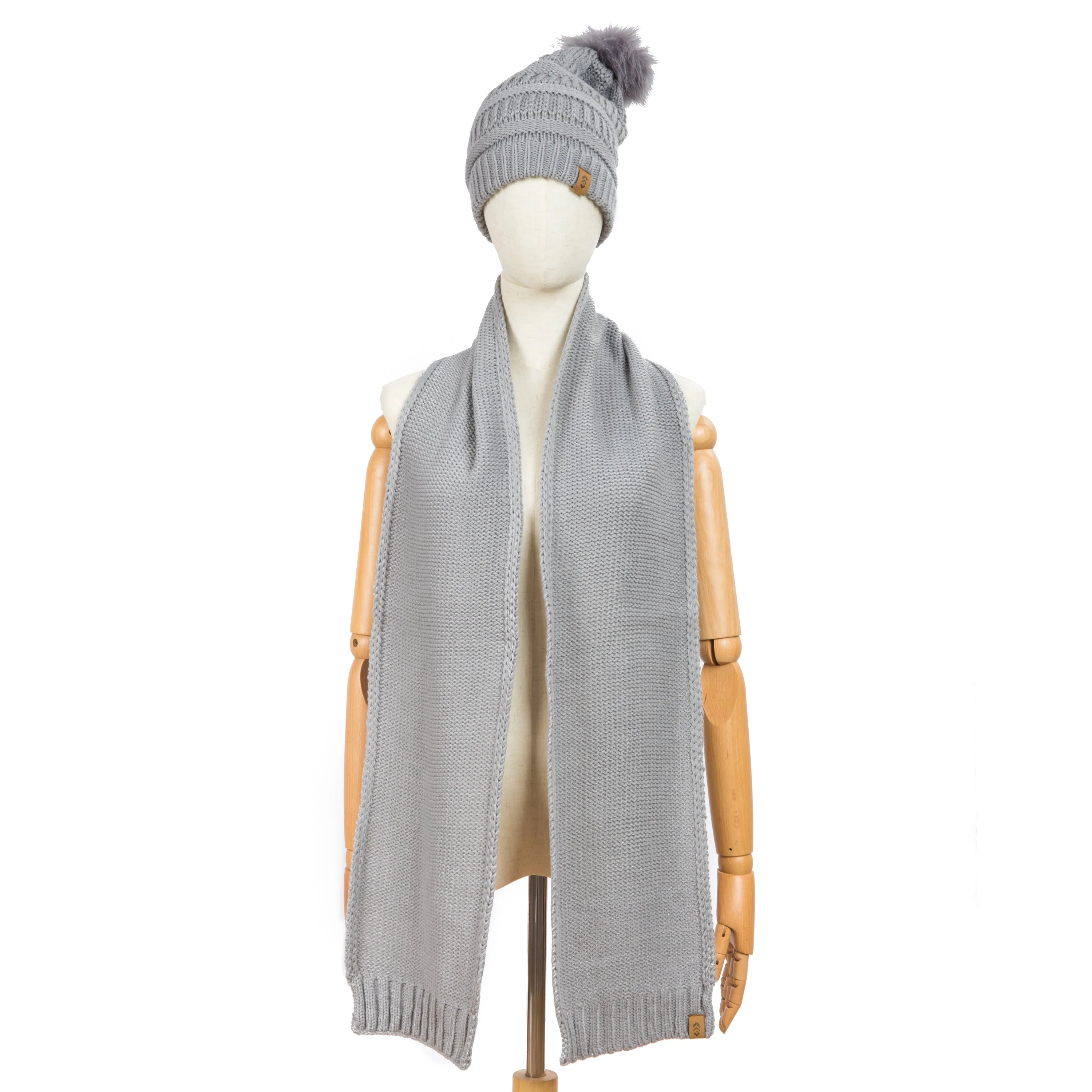 Free Country Scarf Beanie Set for Women (Knit Grey)