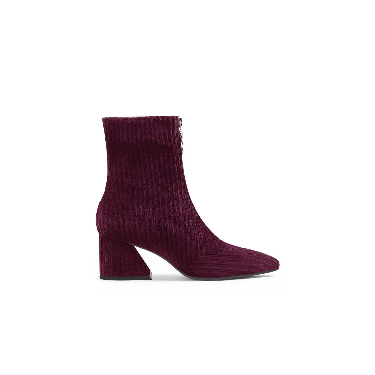 Front Zip Corduroy Ankle Boots