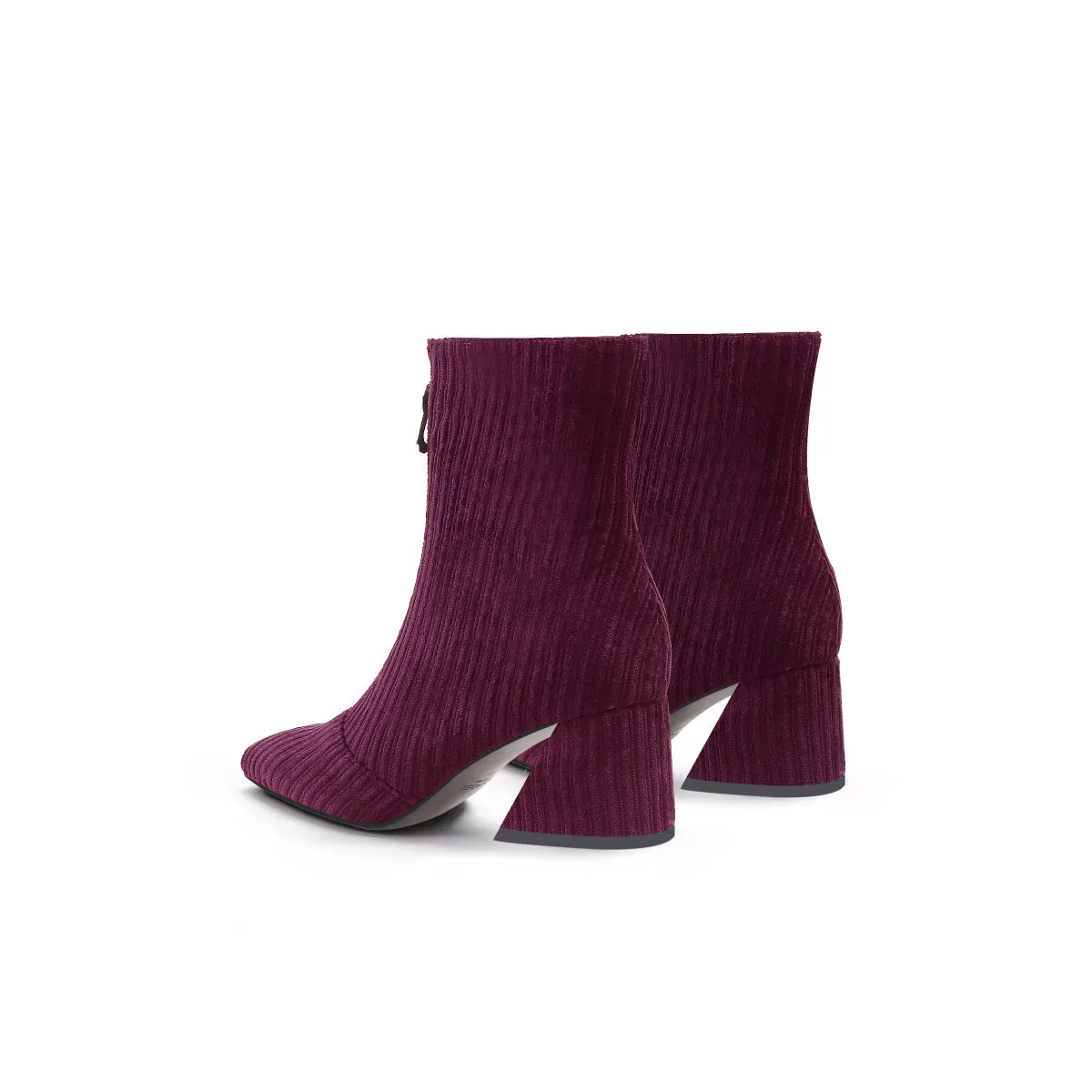 Front Zip Corduroy Ankle Boots