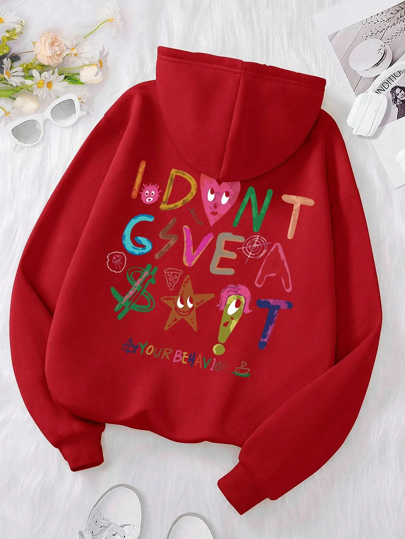 Funny Oversized Korean Fleece Cozy Casual Hoodie