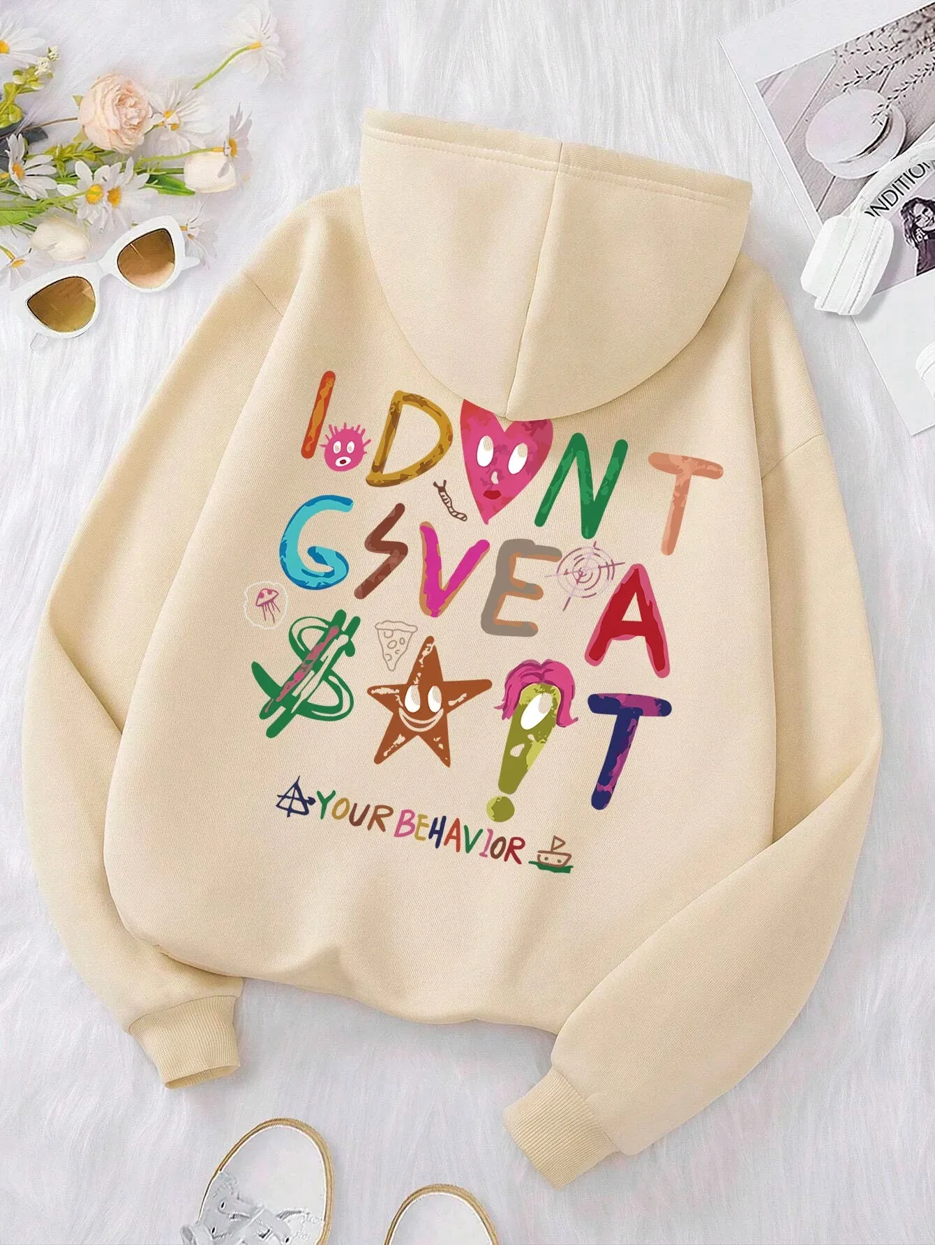 Funny Oversized Korean Fleece Cozy Casual Hoodie