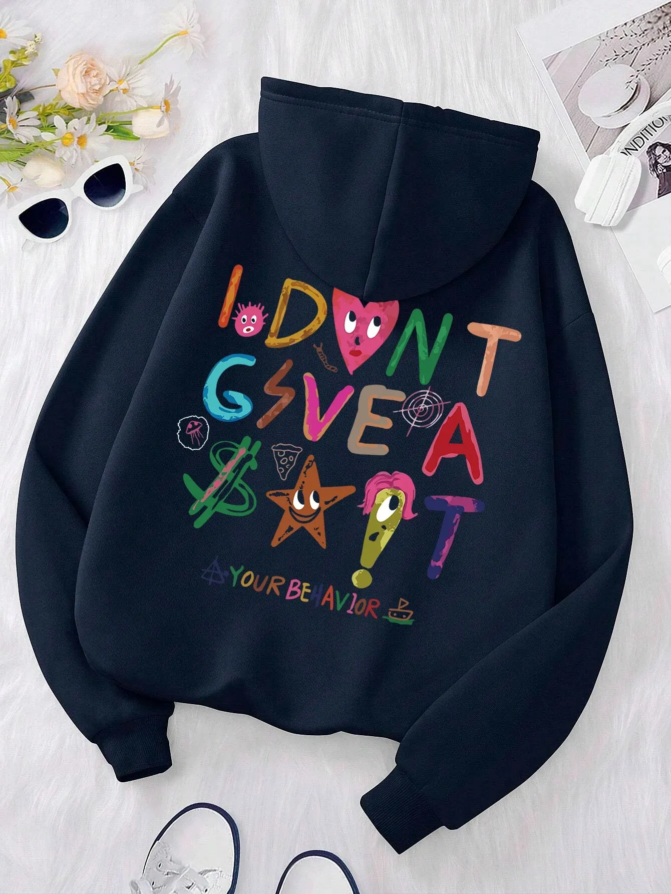 Funny Oversized Korean Fleece Cozy Casual Hoodie