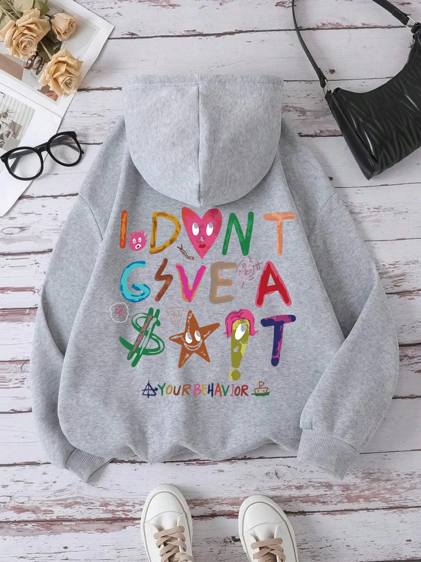 Funny Oversized Korean Fleece Cozy Casual Hoodie