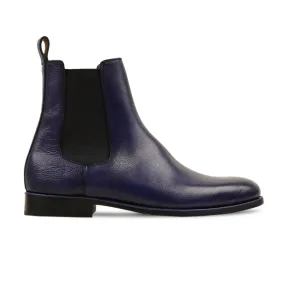 Gera - Men's Navy Blue Pebble Grain Leather Chelsea Boot