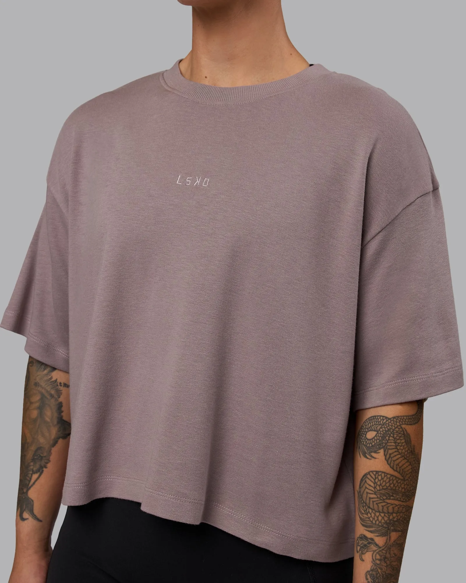 Go-To Modal Oversized Cropped Tee - Greyish Purple-Greyish Purple