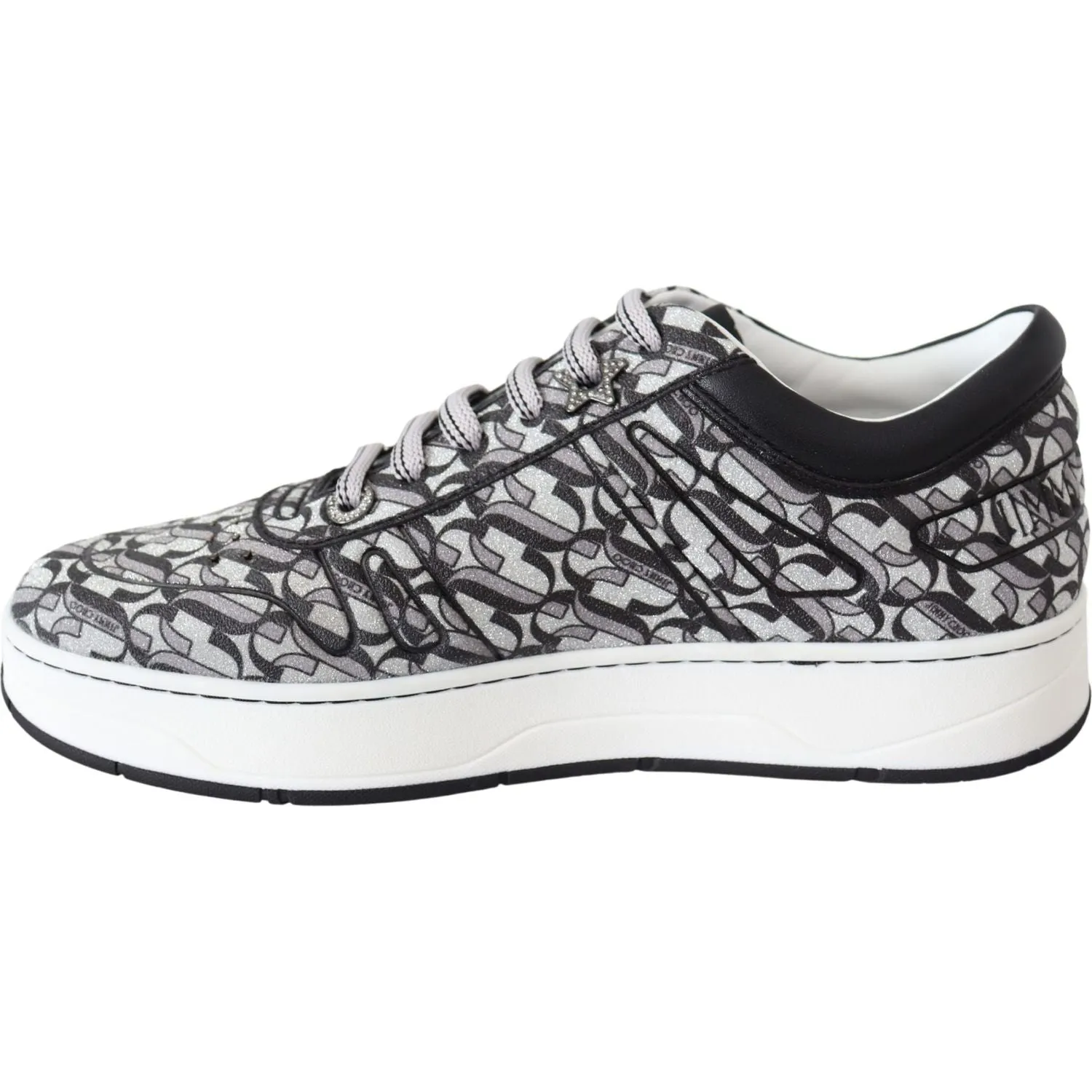 Jimmy Choo Glittering Slip-On Sneakers - Silver and Black