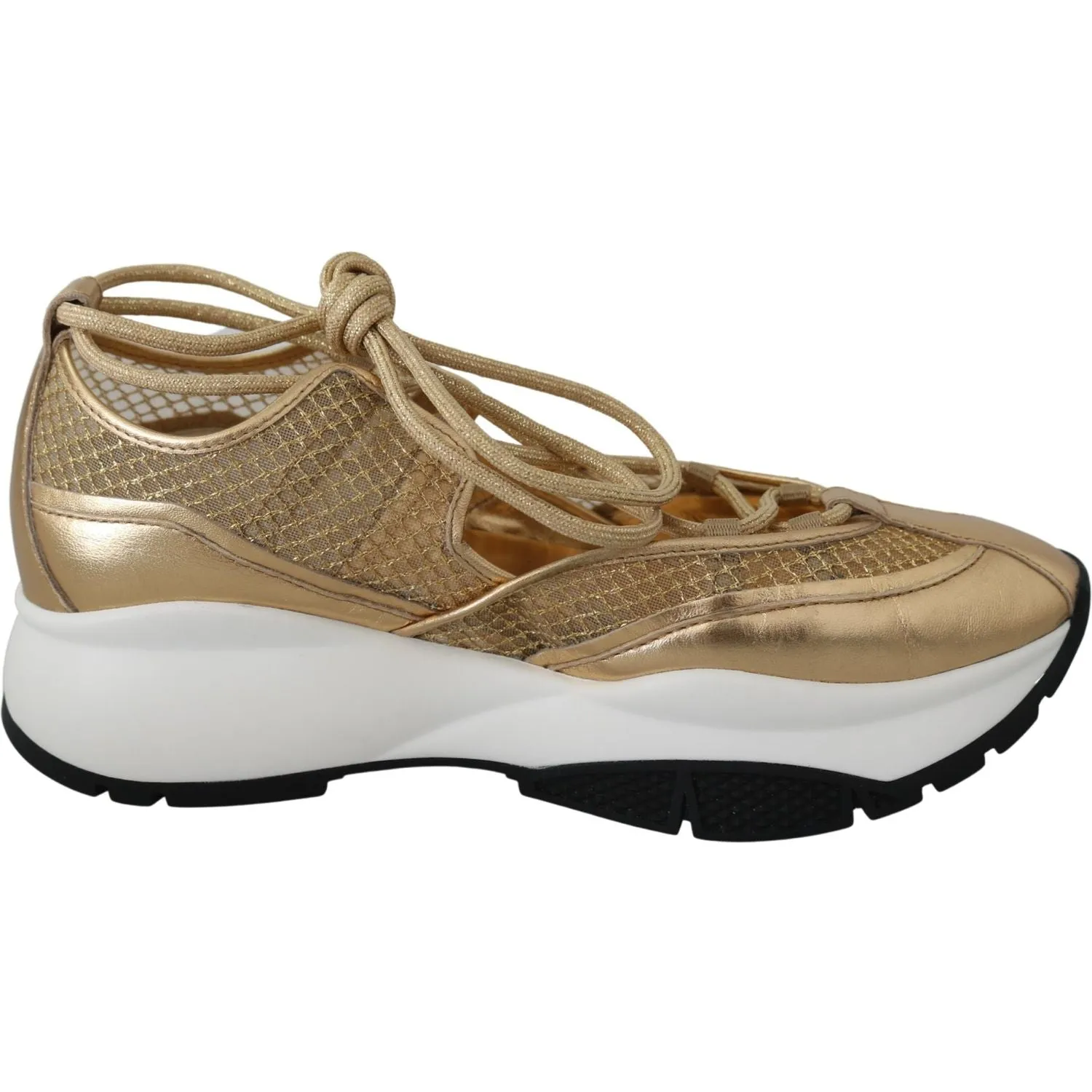 Jimmy Choo Golden Glamour Mesh Leather Sneakers