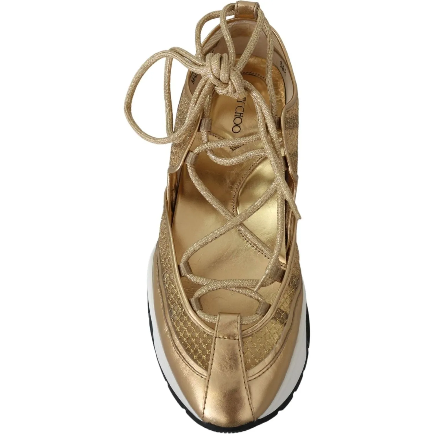 Jimmy Choo Golden Glamour Mesh Leather Sneakers