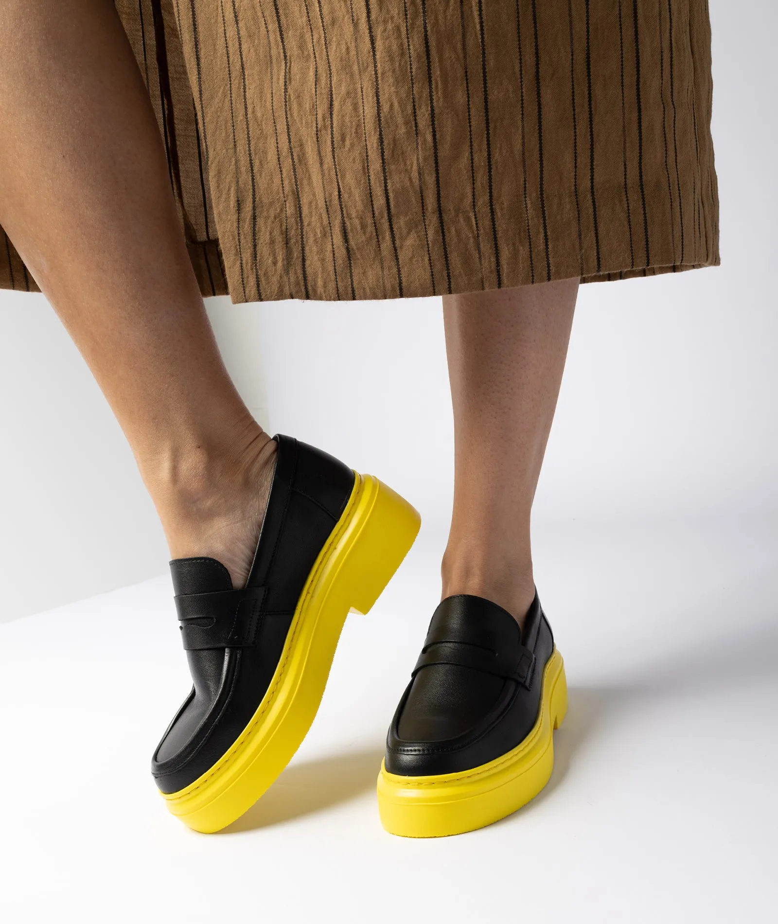 June Loafer - Black Leather / Yellow Sole