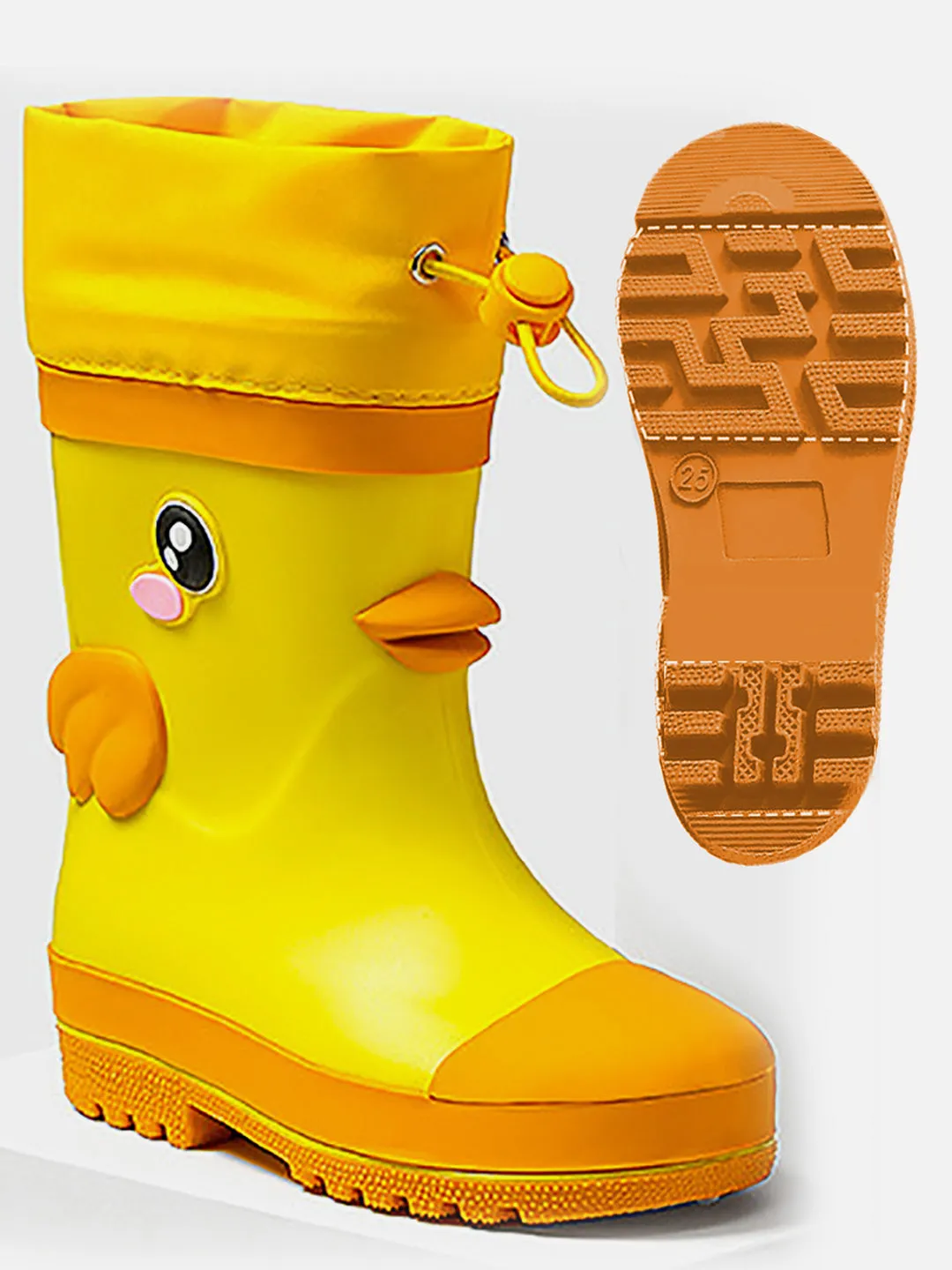 Little Surprise Box Mr.Daffy Quack head Flexible Rubber Rain Gumboots for Toddlers and Kids