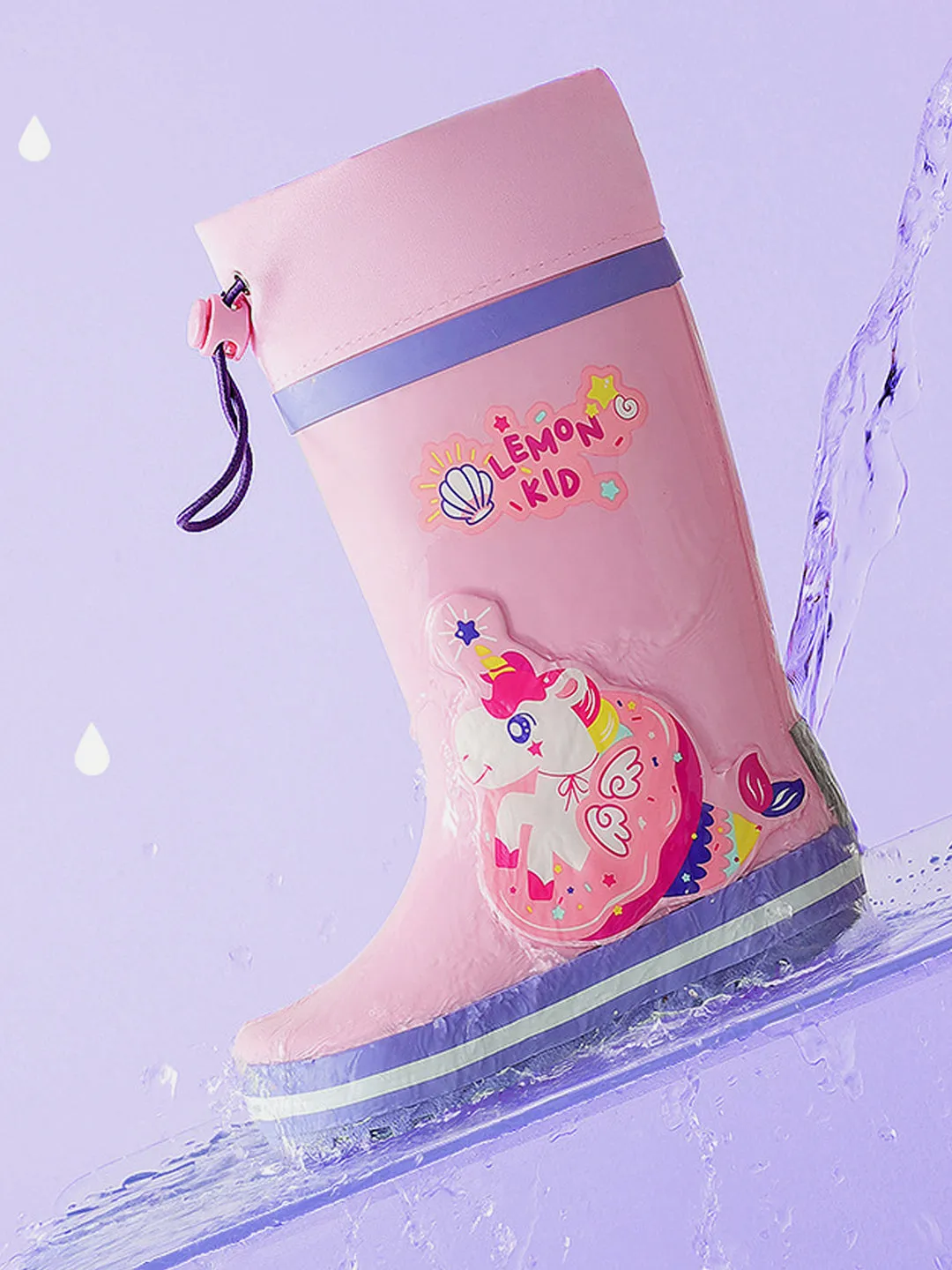 Little Surprise Box Ms.Unisprikles Flexible Rubber Rain Gumboots for Toddlers and Kids