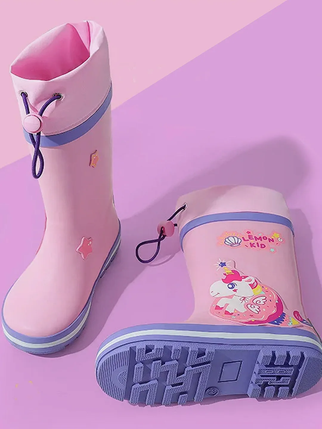 Little Surprise Box Ms.Unisprikles Flexible Rubber Rain Gumboots for Toddlers and Kids