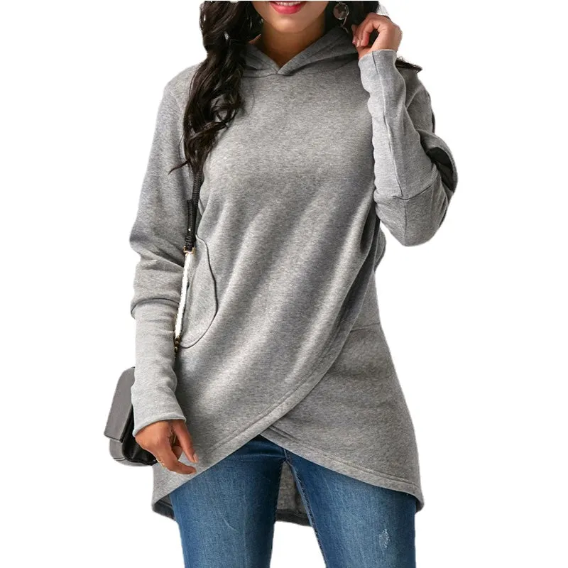 Meihuida Autumn Winter Women Casual Long Sleeve Loose Long Hoodie Pullover Sweatshirt Tops Dairy Sports Wear