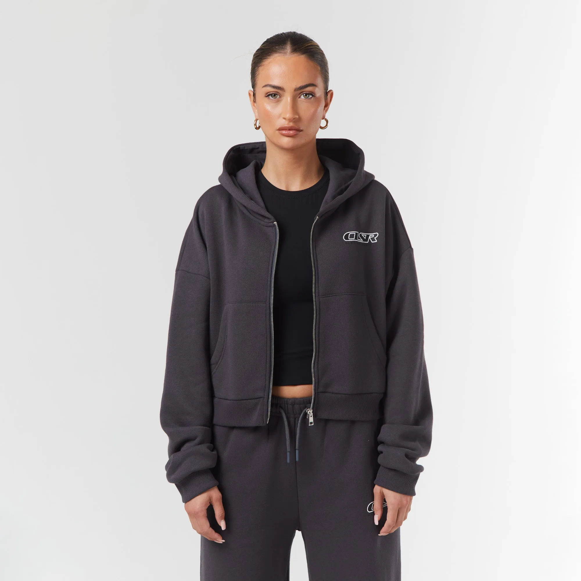 Motion Cropped Tracksuit | Charcoal