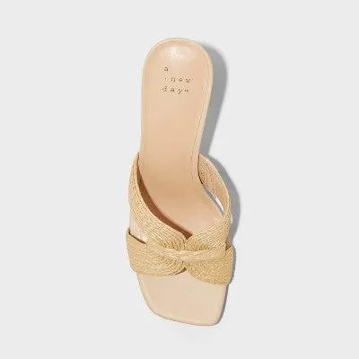 New - Women's Tia Mule Heels - A New Day Beige 9