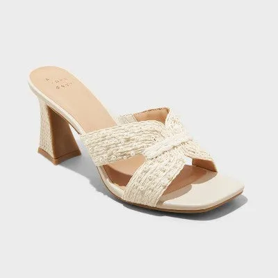 New - Women's Tia Mule Heels - A New Day Cream 8.5