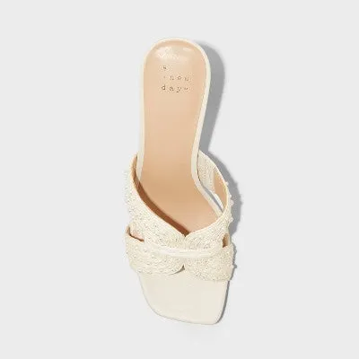 New - Women's Tia Mule Heels - A New Day Cream 8.5