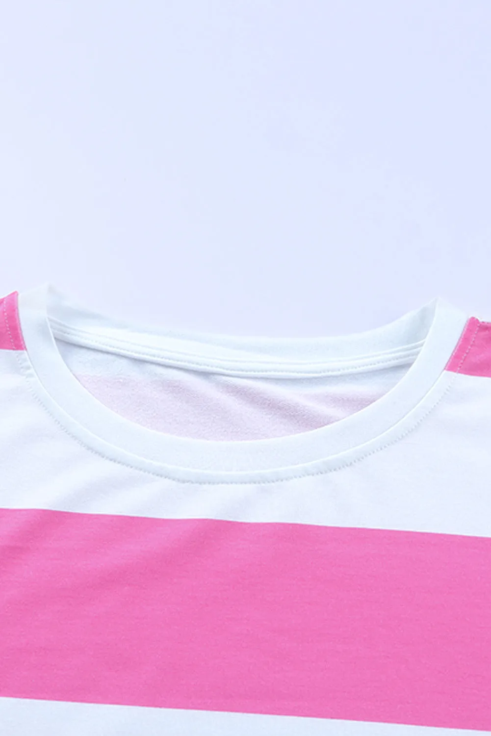 Pink Striped Side Slit Plus Size Sweatshirt