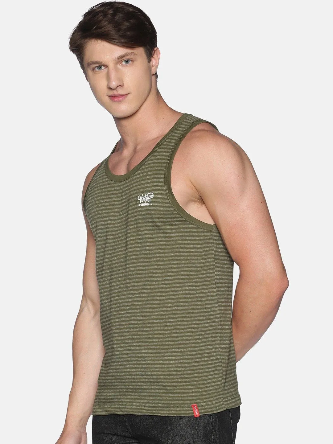 Sleeveless Green Sando Vest Tank Top for Men