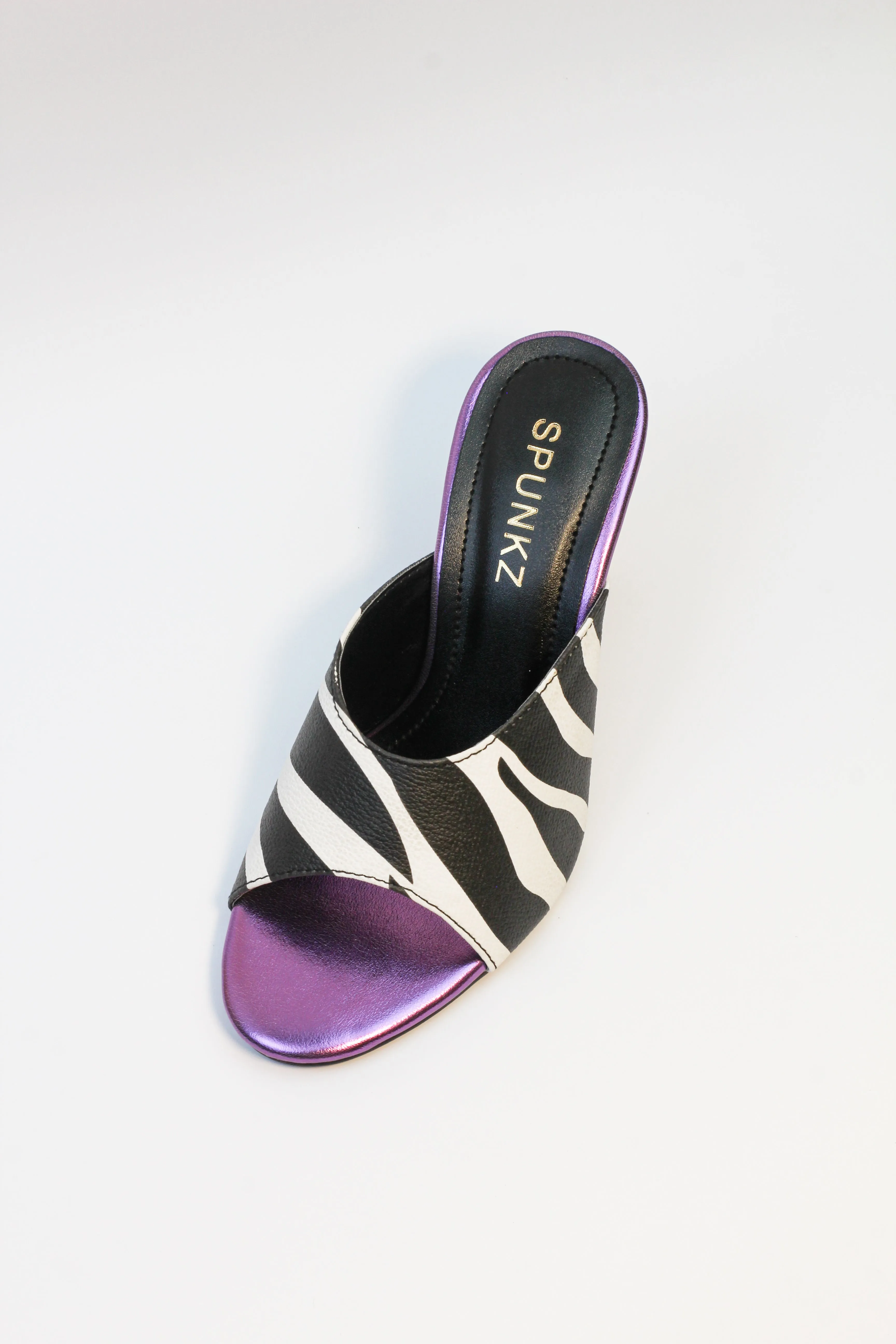 Spunkz Purple Shine Zebra Heel