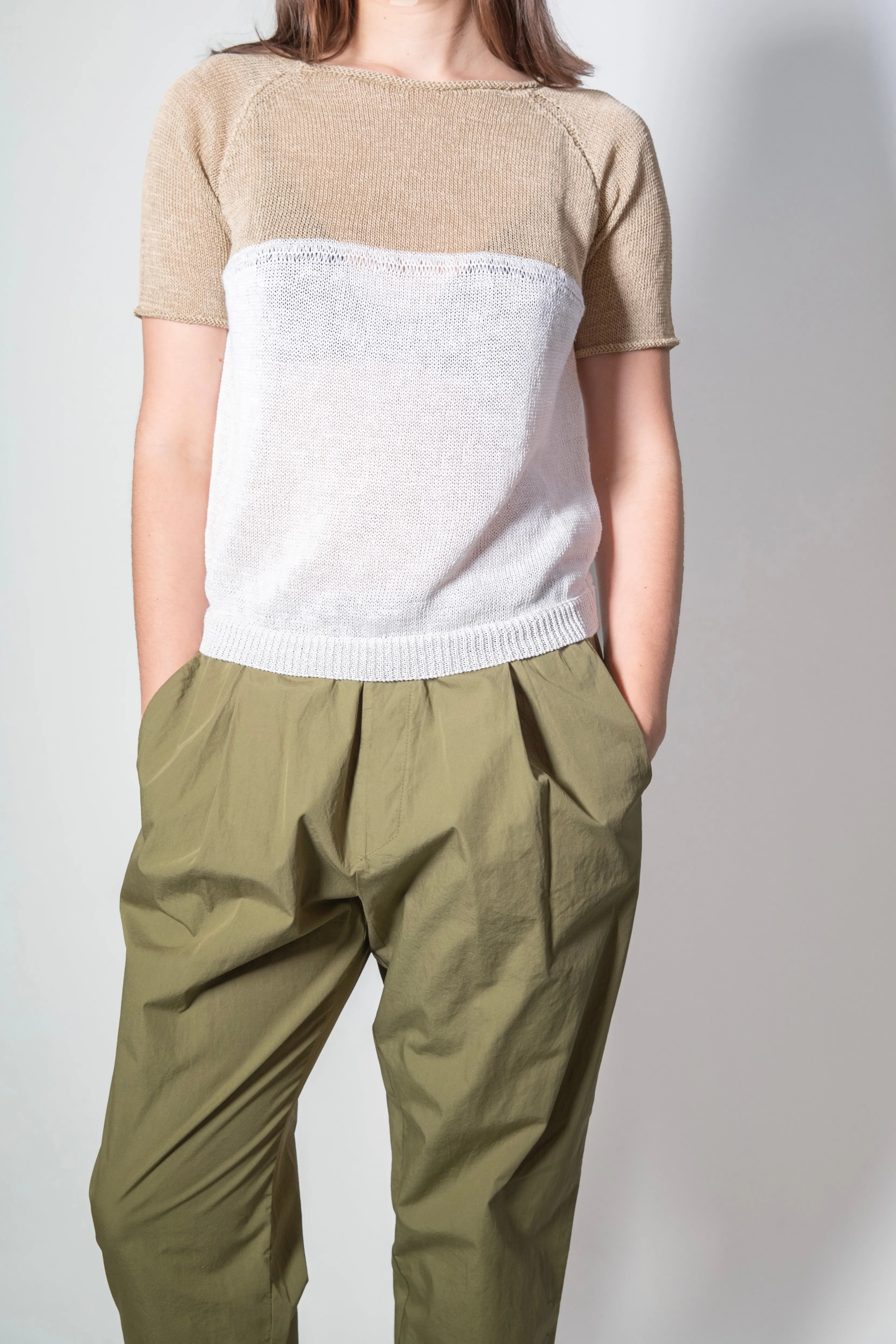 Transit Par Such Tapered Slim Cotton Pant in Olive Green